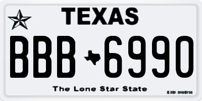 TX license plate BBB6990