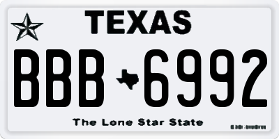 TX license plate BBB6992