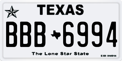 TX license plate BBB6994