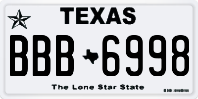 TX license plate BBB6998