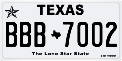 TX license plate BBB7002