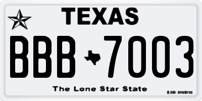 TX license plate BBB7003