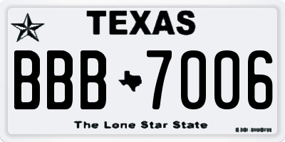 TX license plate BBB7006