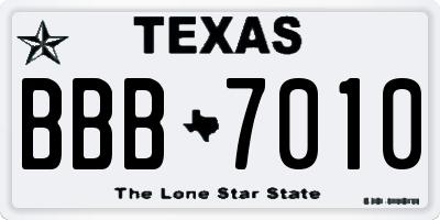 TX license plate BBB7010