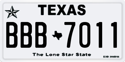 TX license plate BBB7011