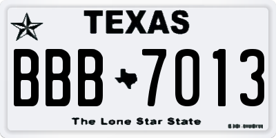 TX license plate BBB7013