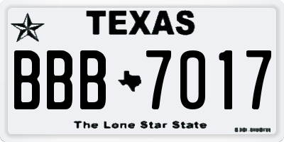 TX license plate BBB7017