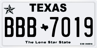 TX license plate BBB7019