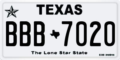 TX license plate BBB7020