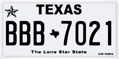 TX license plate BBB7021