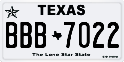 TX license plate BBB7022