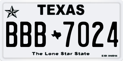 TX license plate BBB7024