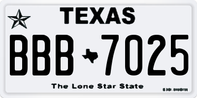 TX license plate BBB7025