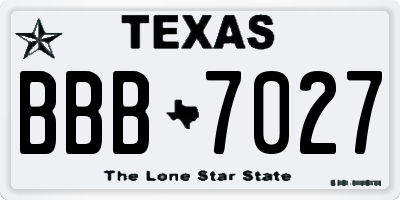 TX license plate BBB7027