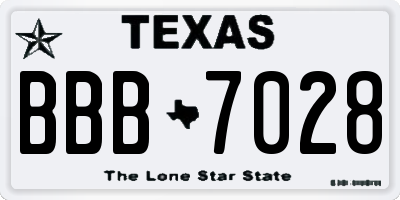 TX license plate BBB7028