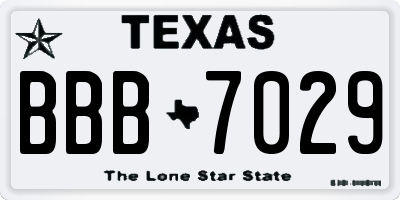 TX license plate BBB7029