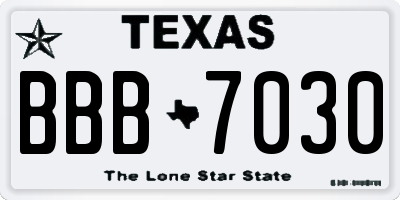 TX license plate BBB7030