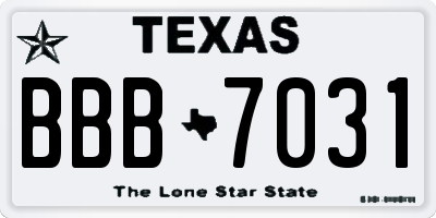 TX license plate BBB7031