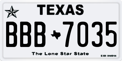 TX license plate BBB7035