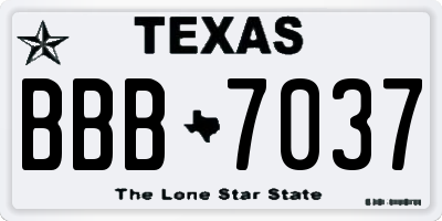 TX license plate BBB7037