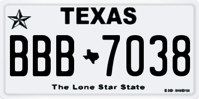 TX license plate BBB7038