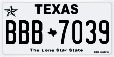 TX license plate BBB7039