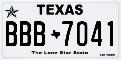 TX license plate BBB7041