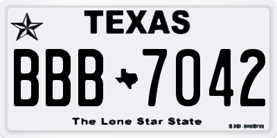 TX license plate BBB7042