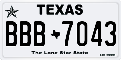 TX license plate BBB7043