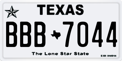 TX license plate BBB7044