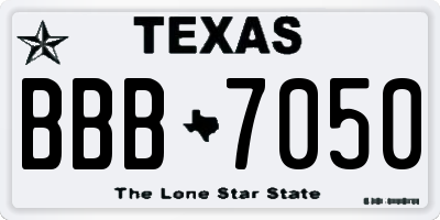 TX license plate BBB7050