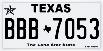 TX license plate BBB7053