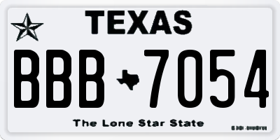 TX license plate BBB7054