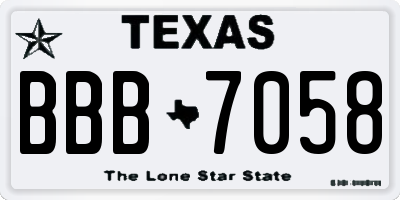 TX license plate BBB7058