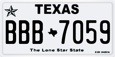 TX license plate BBB7059