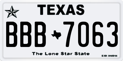 TX license plate BBB7063