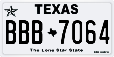 TX license plate BBB7064