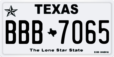 TX license plate BBB7065