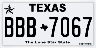 TX license plate BBB7067