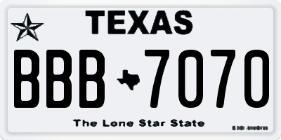 TX license plate BBB7070