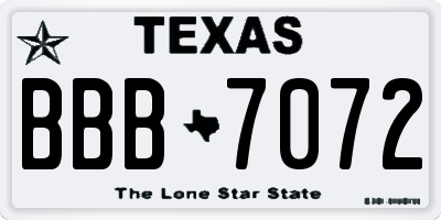 TX license plate BBB7072