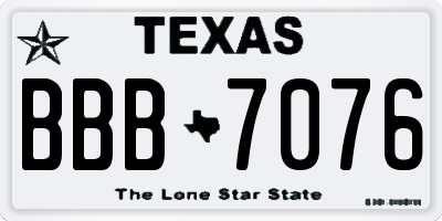 TX license plate BBB7076