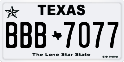 TX license plate BBB7077