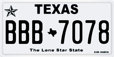 TX license plate BBB7078