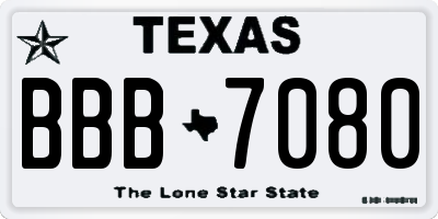 TX license plate BBB7080