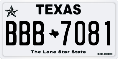TX license plate BBB7081
