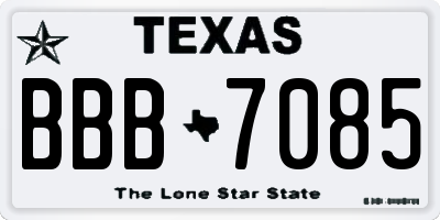 TX license plate BBB7085