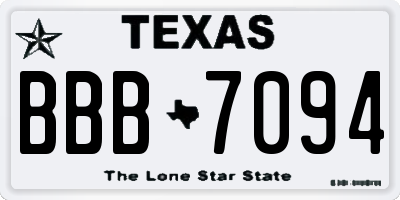 TX license plate BBB7094