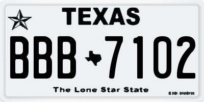 TX license plate BBB7102