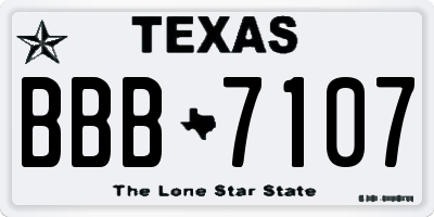 TX license plate BBB7107